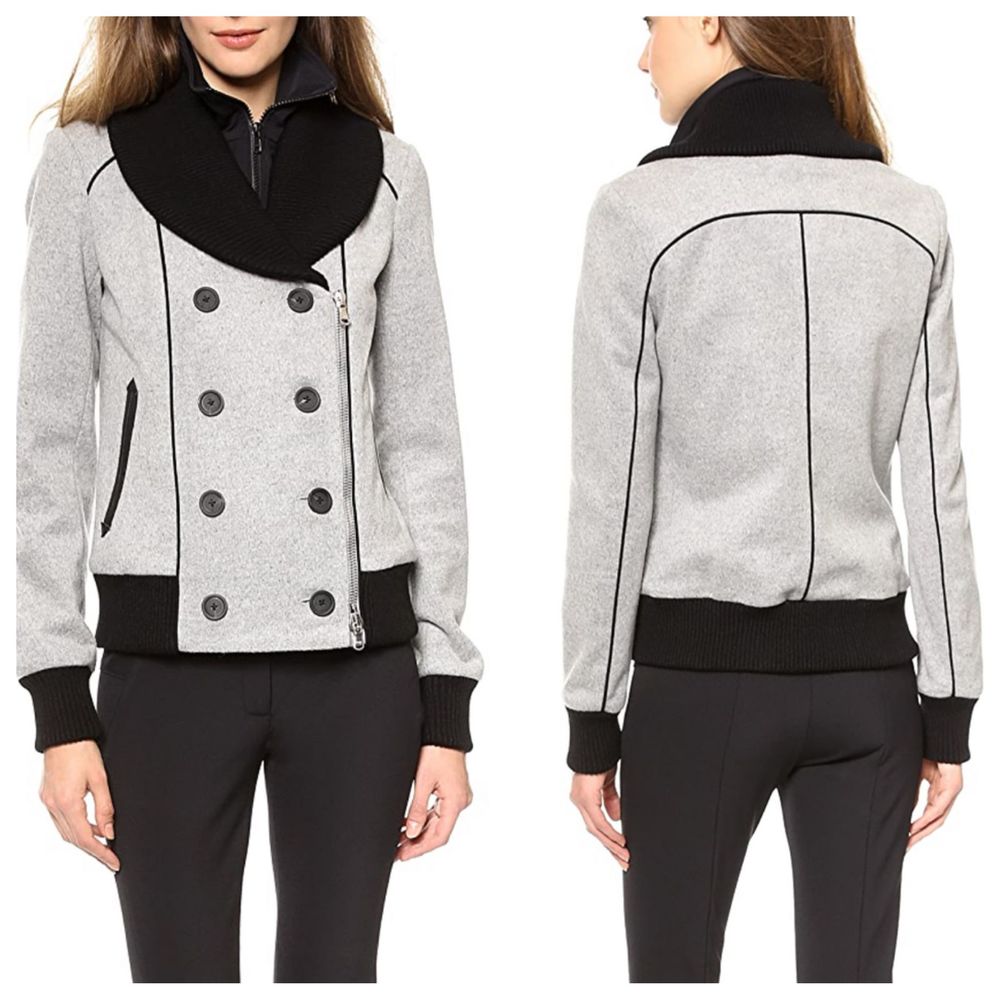 Veronica Beard Wool Blend Bomber Jacket w/ Dickey